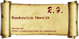 Raskovics Henrik névjegykártya